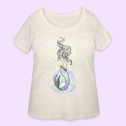 Mermaid Ocean Goddess In Shell - Fairytale Design - Women's Curvy T-Shirt