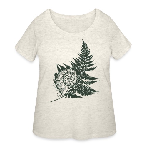 Fern Snail Shell Leaf Autumn - Women's Curvy T-Shirt