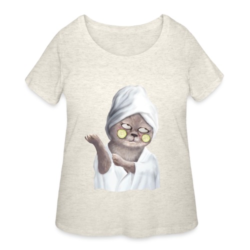 Funny Cat in Bathroom - Women's Curvy T-Shirt