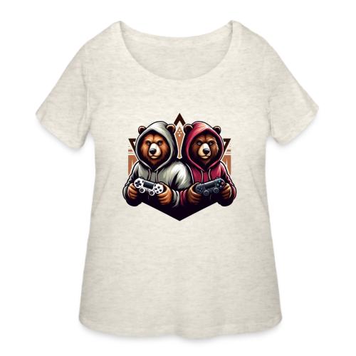 2 grizzlies gamer bears - Women's Curvy T-Shirt