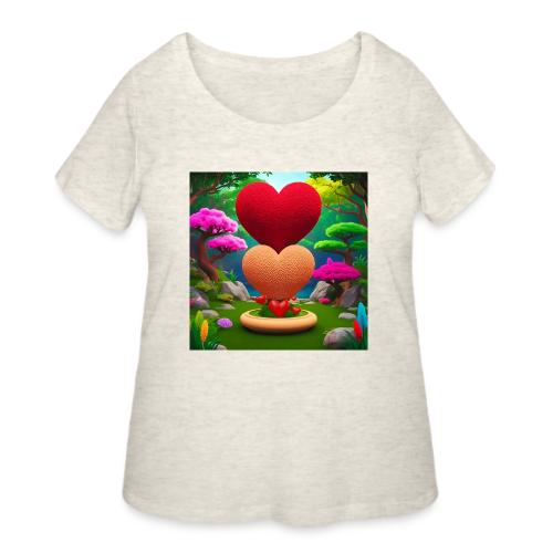 Double Heart, fantasy, nature and fantasy - Women's Curvy T-Shirt