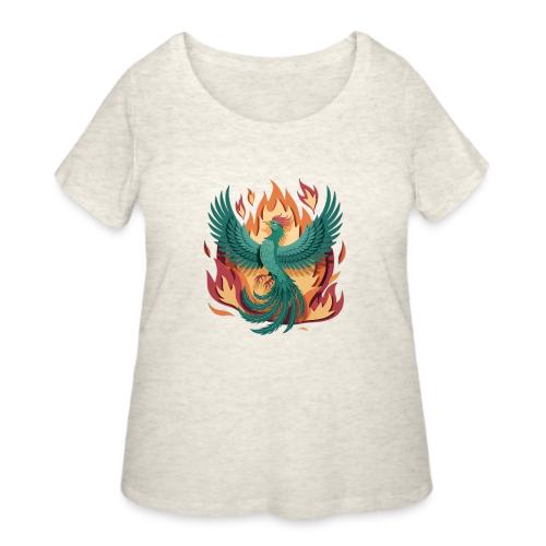 Phoenix Rising Mythical Fire Bird Fantasy Design - Women's Curvy T-Shirt