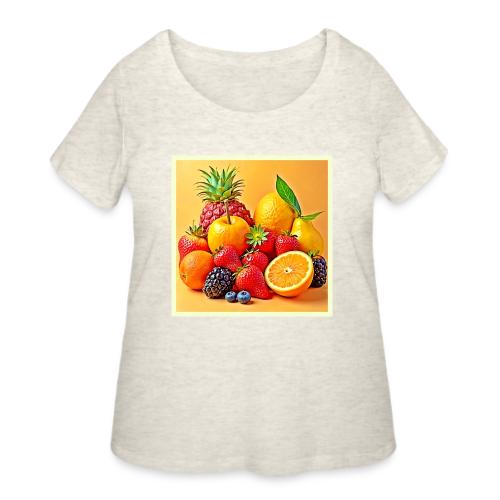 Fresh Bounty: Vibrant Fruit Harvest Art - Women's Curvy T-Shirt