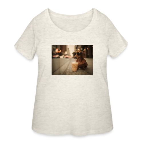 Funny Dachshund Iced Coffee Lover Tee - Women's Curvy T-Shirt