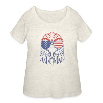 American Bald Eagle Usa Flag 4Th Of July Eagle Usa - Women's Curvy T-Shirt - heather oatmeal - Front