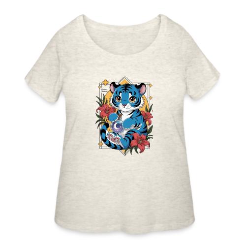 Mystic Blue Tiger Anime Potion Design – Cute tiger - Women's Curvy T-Shirt