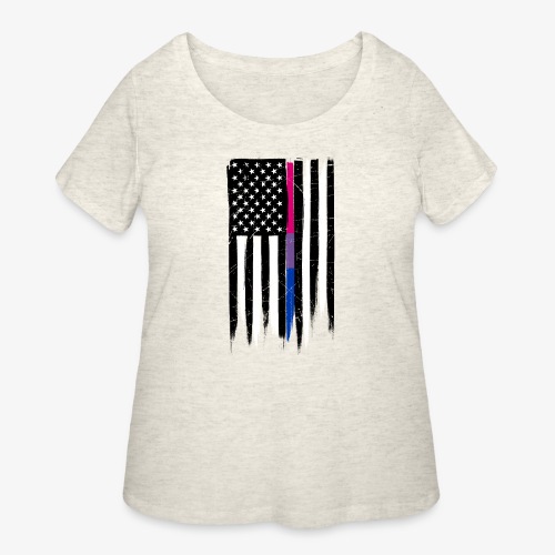 Bisexual Thin Line American Flag - Women's Curvy T-Shirt