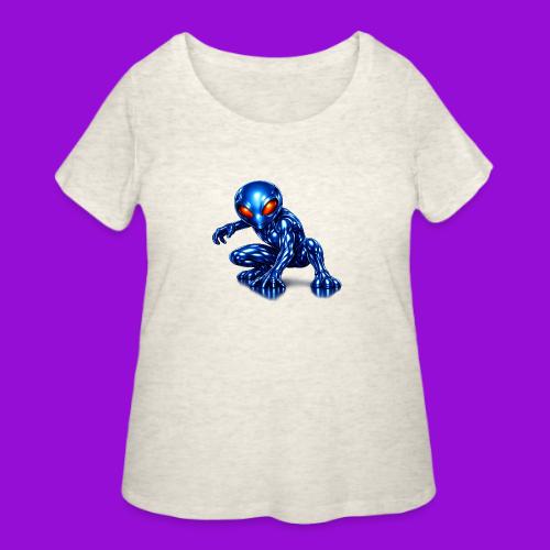 Blue Alien Crouch - Women's Curvy T-Shirt