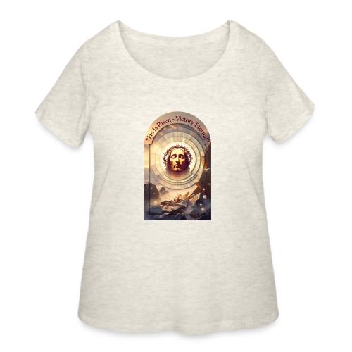 Easter He Is Risen Sacred Face T Shirt, wife Gift - Women's Curvy T-Shirt