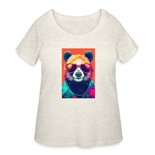 Panda in Pink Sunglasses - Women's Curvy T-Shirt