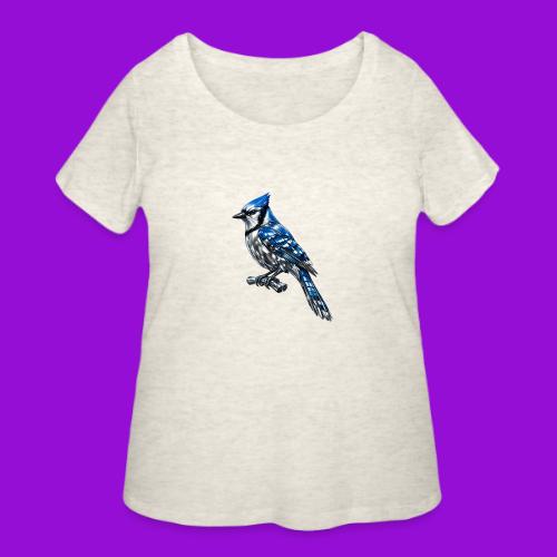 Silver Blue Jay on Perch - Women's Curvy T-Shirt