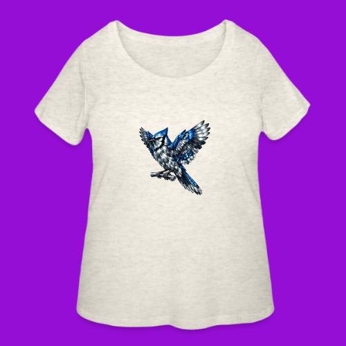 Silver Blue Jay Open Wing Perch - Women's Curvy T-Shirt