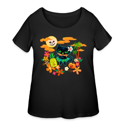 Halloween Hula Kitty - Women's Curvy T-Shirt