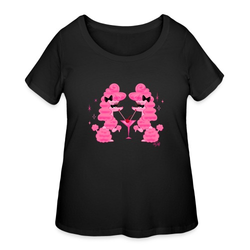 Two Pink Poodles and Martini - Women's Curvy T-Shirt