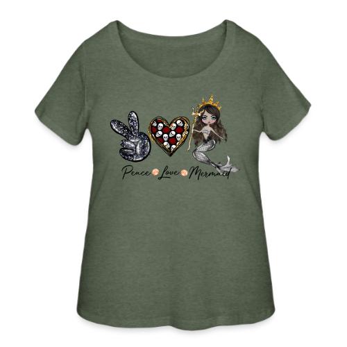 Peace, Love, & Mermaid - Women's Curvy T-Shirt