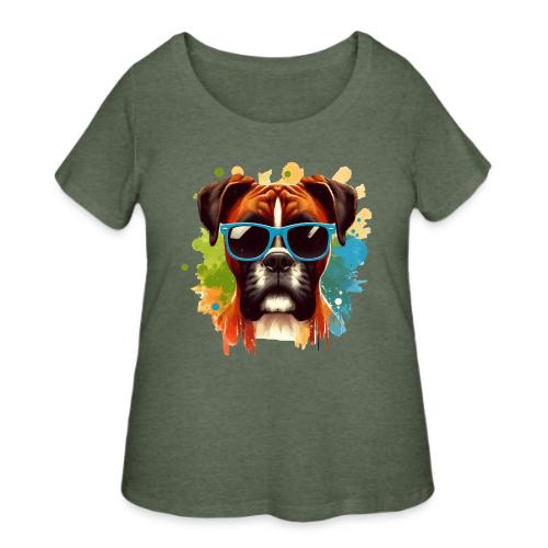 Boxer Dog Splash Art - Women's Curvy T-Shirt