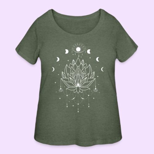 Third Eye White Lotus Flower - Moon Cycle Design - Women's Curvy T-Shirt