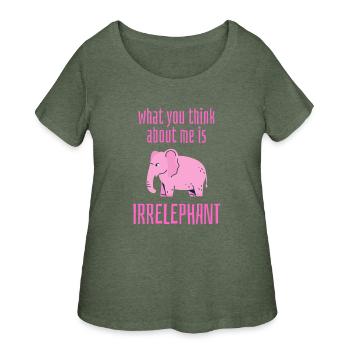 Elephant Pun, Funny Animal Pun, Elephant Joke Pun - Women's Curvy T-Shirt - heather military green - Front