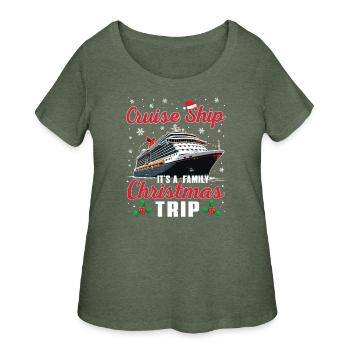 Christmas Cruise Adventure 2025 Premium Tri-Blend - Women's Curvy T-Shirt - heather military green - Front