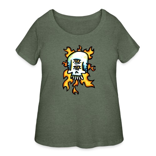 Flaming Skull - Women's Curvy T-Shirt