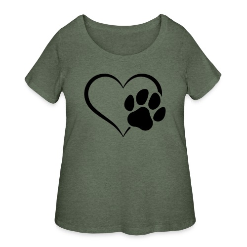 Pawprint Heart - Front - Women's Curvy T-Shirt