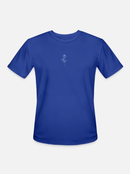 Minimalist Rose Line Art - Men's Moisture Wicking Performance T-Shirt - royal blue