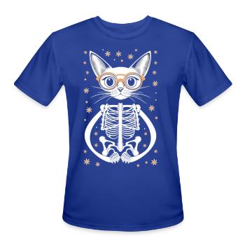 Skeleton Cat - Men's Moisture Wicking Performance T-Shirt - royal blue - Front - Jackson (183cm)