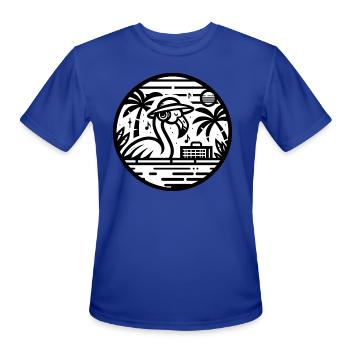 Music-Loving Flamingo: Tropical Rhythms - Men's Moisture Wicking Performance T-Shirt - royal blue - Front - Jackson (183cm)