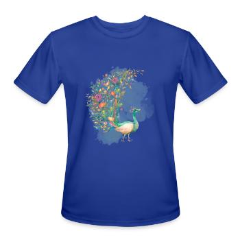 Green Beauty Watercolor Peacock - Men's Moisture Wicking Performance T-Shirt - royal blue - Front - Jackson (183cm)