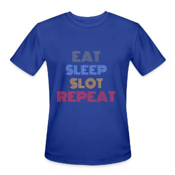 Eat Sleep Slot Repeat - Men's Moisture Wicking Performance T-Shirt - royal blue - Front - Jackson (183cm)