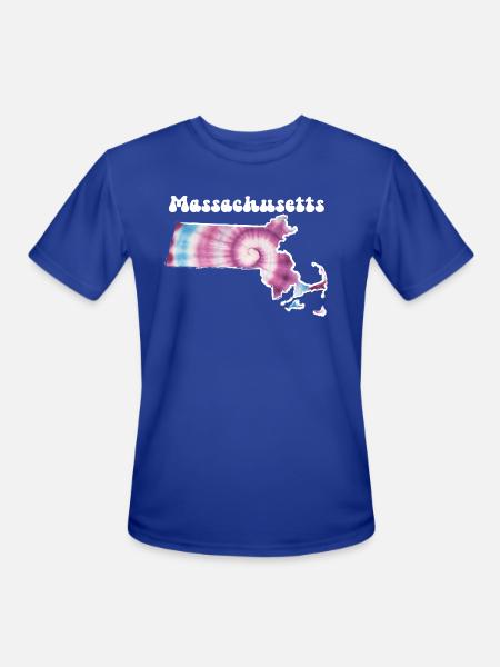 Massachusetts Tie Dye - Men's Moisture Wicking Performance T-Shirt - royal blue