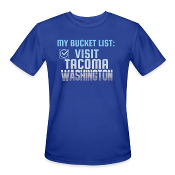 Tacoma Washington Bucket List Home Town - Men's Moisture Wicking Performance T-Shirt - royal blue - Front - Jackson (183cm)