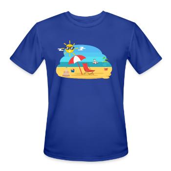 "Tropical Paradise - Men's Moisture Wicking Performance T-Shirt - royal blue - Front - Jackson (183cm)