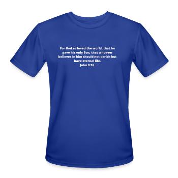 John 3:16 - Men's Moisture Wicking Performance T-Shirt - royal blue - Front - Jackson (183cm)
