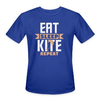 Kite Eat Sleep Repeat - Men's Moisture Wicking Performance T-Shirt - royal blue - Front - Jackson (183cm)