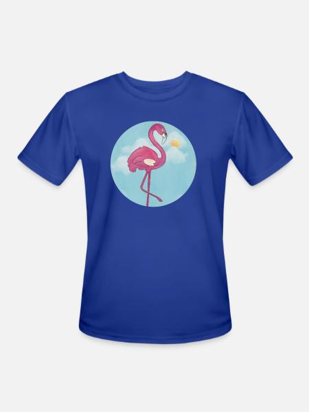 Flamingo In The Blue Sky - Men's Moisture Wicking Performance T-Shirt - royal blue