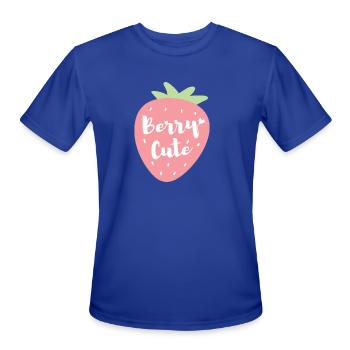 Berry Cute Brush Text Typography - Men's Moisture Wicking Performance T-Shirt - royal blue - Front - Jackson (183cm)