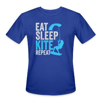 Eat Sleep Kite Repeat Kitesurfing Kitesurfer - Men's Moisture Wicking Performance T-Shirt - royal blue - Front - Jackson (183cm)