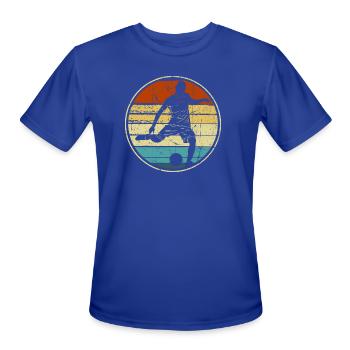 Retro Circle Soccer Silhouette - Men's Moisture Wicking Performance T-Shirt - royal blue - Front - Jackson (183cm)