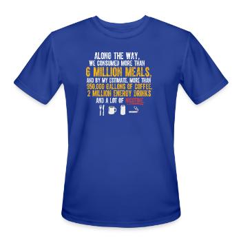 6 Million Meals 2 Million Energy Drinks - Men's Moisture Wicking Performance T-Shirt - royal blue - Front - Jackson (183cm)