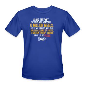 6 Million Meals 2 Million Energy Drinks - Men's Moisture Wicking Performance T-Shirt - royal blue - Front - Jackson (183cm)