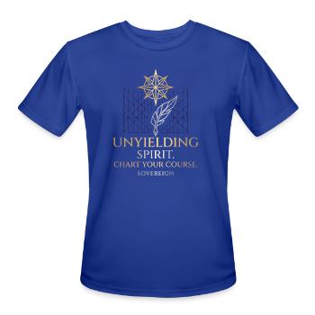 Unyielding Spirit Compass Feather - Men's Moisture Wicking Performance T-Shirt - royal blue - Front - Jackson (183cm)