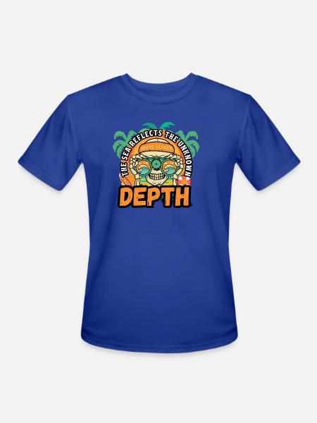 Depth Wave Seeker Skull - Men's Moisture Wicking Performance T-Shirt - royal blue