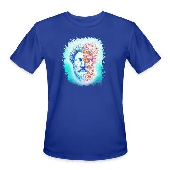 Dual Face of Thought: Blue + Neon Fractals - Men's Moisture Wicking Performance T-Shirt - royal blue - Front - Jackson (183cm)