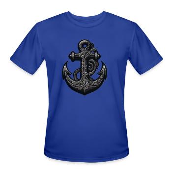 Retro Anchor Illustration - Men's Moisture Wicking Performance T-Shirt - royal blue - Front - Jackson (183cm)