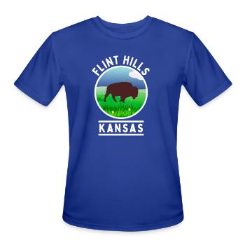 Flint Hills Kansas - Men's Moisture Wicking Performance T-Shirt - royal blue - Front - Jackson (183cm)