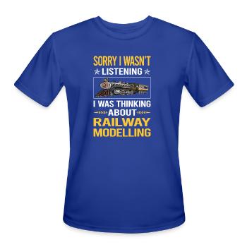 Sorry I Was Not Listening Railway Modelling Model - Men's Moisture Wicking Performance T-Shirt - royal blue - Front - Jackson (183cm)