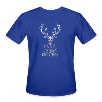 Merry Antlers: Festive Mono Sketch - Men's Moisture Wicking Performance T-Shirt - royal blue - Front - Jackson (183cm)