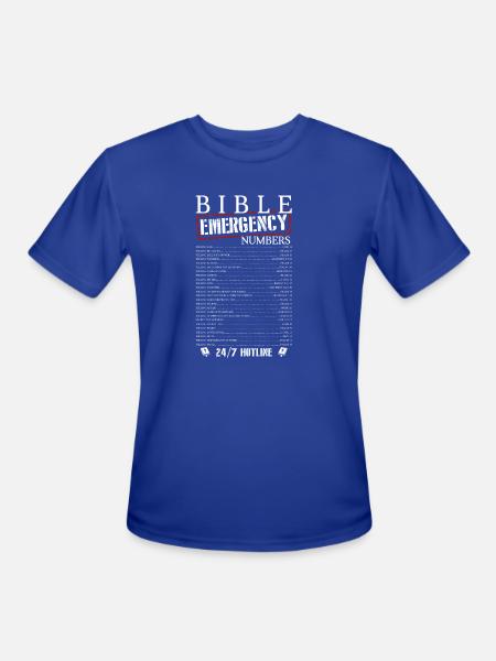 Bible Emergency Numbers - Men's Moisture Wicking Performance T-Shirt - royal blue