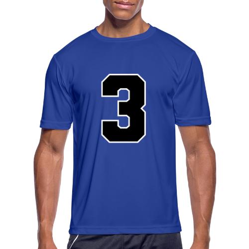 Varsity Number 3 Athletic Font - Men's Moisture Wicking Performance T-Shirt